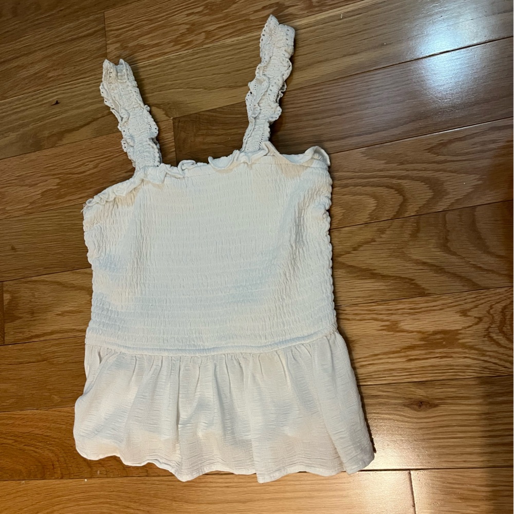 Women's White Ruffled Top